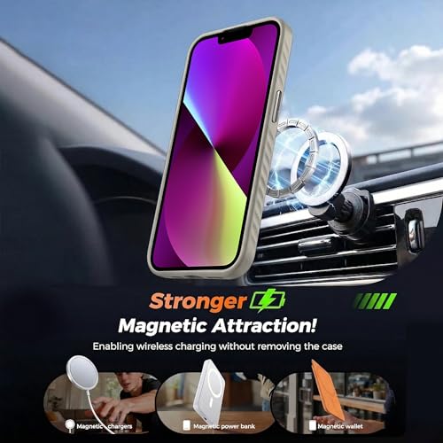 Image of KARWAN Slim Shockproof Back Case Cover Compatible with iPhone 13,Dual Layer Armor Protection with Matt Finish, Heavy Duty Cover with Magnetic MagEase Wireless Charging (Grey)