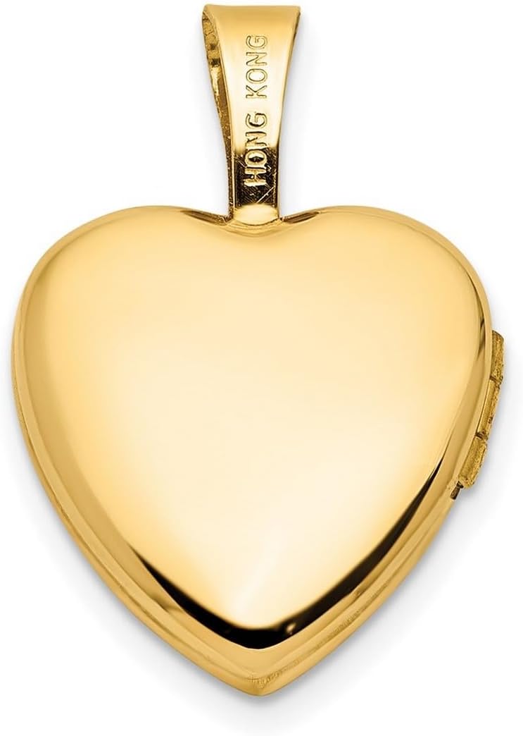 JewelryWeb 14k Solid Yellow Gold Polished and Satin 12mm Butterfly Angel Wings Love Heart Locket Locket Necklace for Women - Image 4