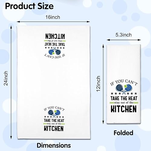 Miniatura 2 de RZHV Toalla de cocina con texto en inglés "If You Can't Take The Heat Stay Out of the Kitchen", divertida toalla de platos de pickleball regalo para
