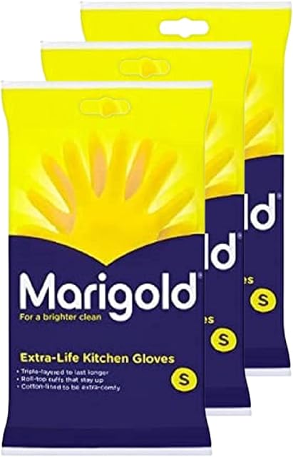 3 x Marigolds Extra Life kitchen Gloves - Small