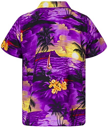 Men's Surfing-Shirt Short-Sleeve Casual-Button-Down Hawaii-Vacation Palms Sunset2