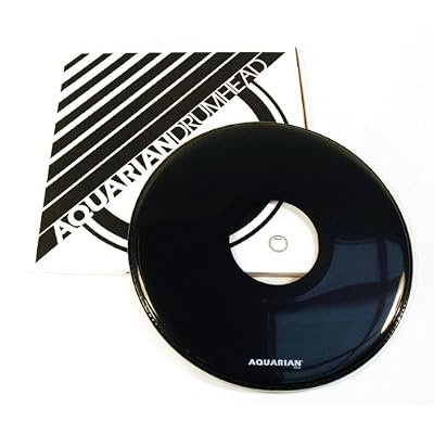 Aquarian Drumheads PTCC24BK Center Ported Bass 24-inch Bass Drum Head, gloss black