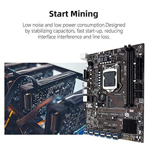 Machinist B250C Mining Motherboard, Intel Lga 1151 Mining Machine Motherboard With 12 Gpu Slots To Usb 3.0 Slots (Intel 6Th/7Th Gen, Pcie 3.0, Msata, Ddr4, 12+2 Usb 3.0) For Btc/Eth/Zec/Etc #TOP6