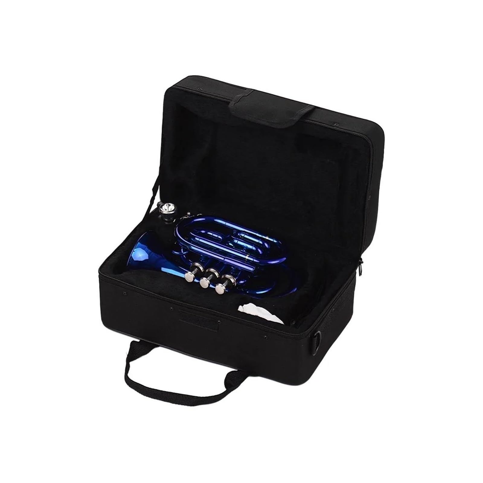 trompette pour Débutants Mini trompette de poche bleue instrument à vent plat en laiton Bb
