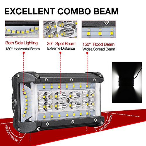 Side Shooter Led Pods, Niking Auto 2Pcs 5 Inch 264W Quad Row Led Light Bar Osram Spot Flood Combo Beam Off Road Led Cubes Work Light Driving Fog Lamp For Truck Atv Utv Suv Boat #TOP2