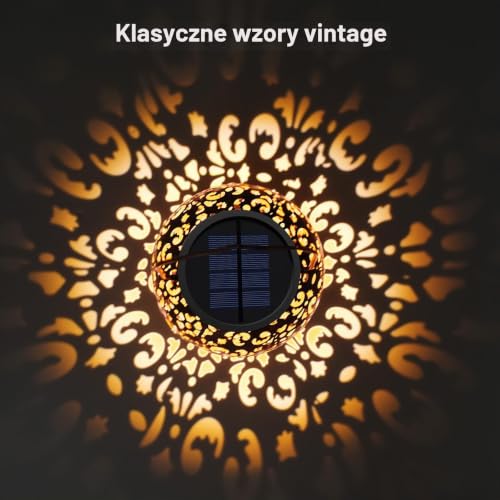 JOYCREATOR Latarnia solarna do użytku na zewnątrz, wodoszczelna IP65, 4 sztuki latarni solarnych do użytku na zewnątrz, metalowe, orientalne lampy solarne LED do użytku na zewnątrz, dekoracja ogrodowa