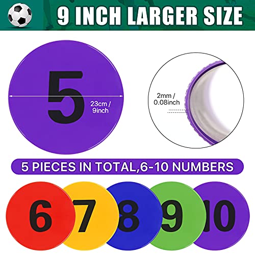 9 Inch Numbered Spot Markers Flat Cones Non-Slip Poly Spots Floor Dots Agility Markers For Kids Soccer Basketball Sports Speed Agility Training, Preschool Classroom Activities, Social Distancing #TOP3