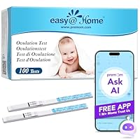 Easy@Home Ovulationstest 100 Teststreifen 25 mIU/ml Kinderwunsch Schnelltest Fruchtbarkeitstests für Eisprung – Unterstützt durch die Kostenlose Intelligent Premom Ovulation APP, 100 LH Tests