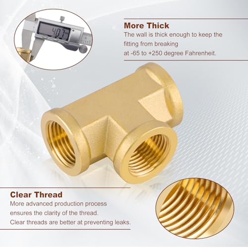 Image of 5pcs 3 /8 inch NPT Female Pipe to 3 /8 inch NPT Female Pipe to 3 /8 inch NPT Female Metals Brass Barstock Street Tee Pipe Hose Fitting