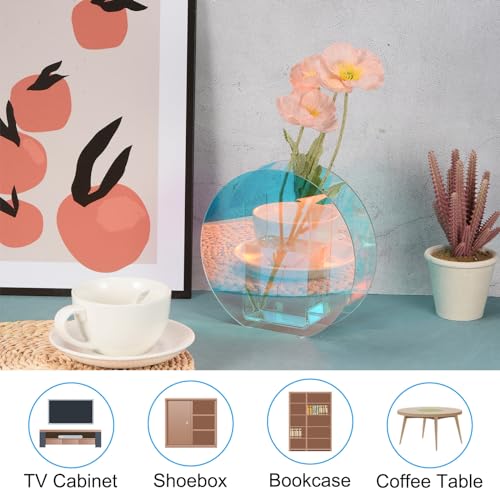 PATIKIL 7x2x7" Iridescent Vase, Geometric Acrylic Flower Vase Modern Centerpiece Decorative Vase for Wedding Party Home Decor Colorful - Image 4