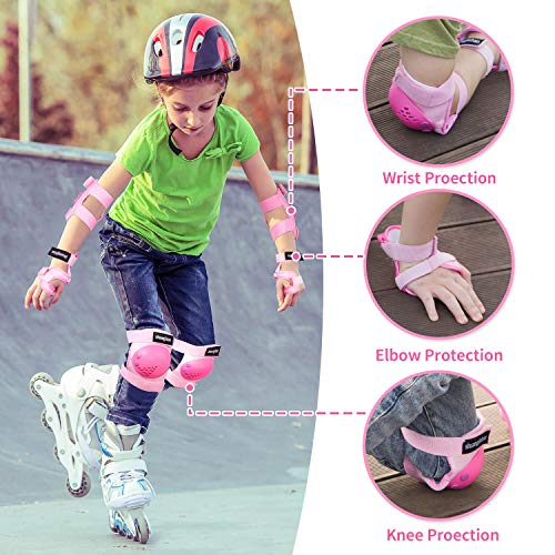 Knee Pads Kids/Youth, 6-in-1 Sports Knee Elbow Wrist Pads Guards, Safety Protective Gear for Roller Skates Cycling BMX Bike Skateboard Inline Skatings Scooter Riding and Other Extreme Sports - Thumbnail 3
