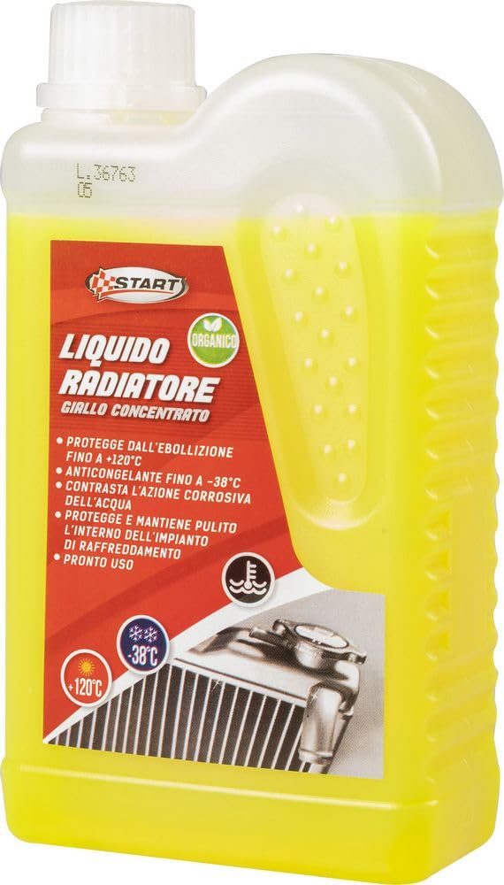 Start - Liquido Radiatore Giallo Anticongelante -38°C 500 ml – Protezione Pronta all’Uso per Impianti di Raffreddamento Auto, Moto, Veicoli Commerciali e Agricoli