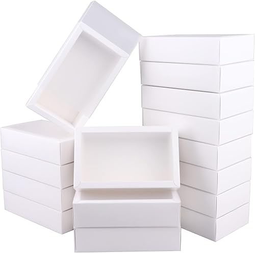 26 cajas rectangulares de papel kraft con tapa transparente, cajas de embalaje pequeñas de cartón para regalos de fiesta, dulces y manualidades, 6.5