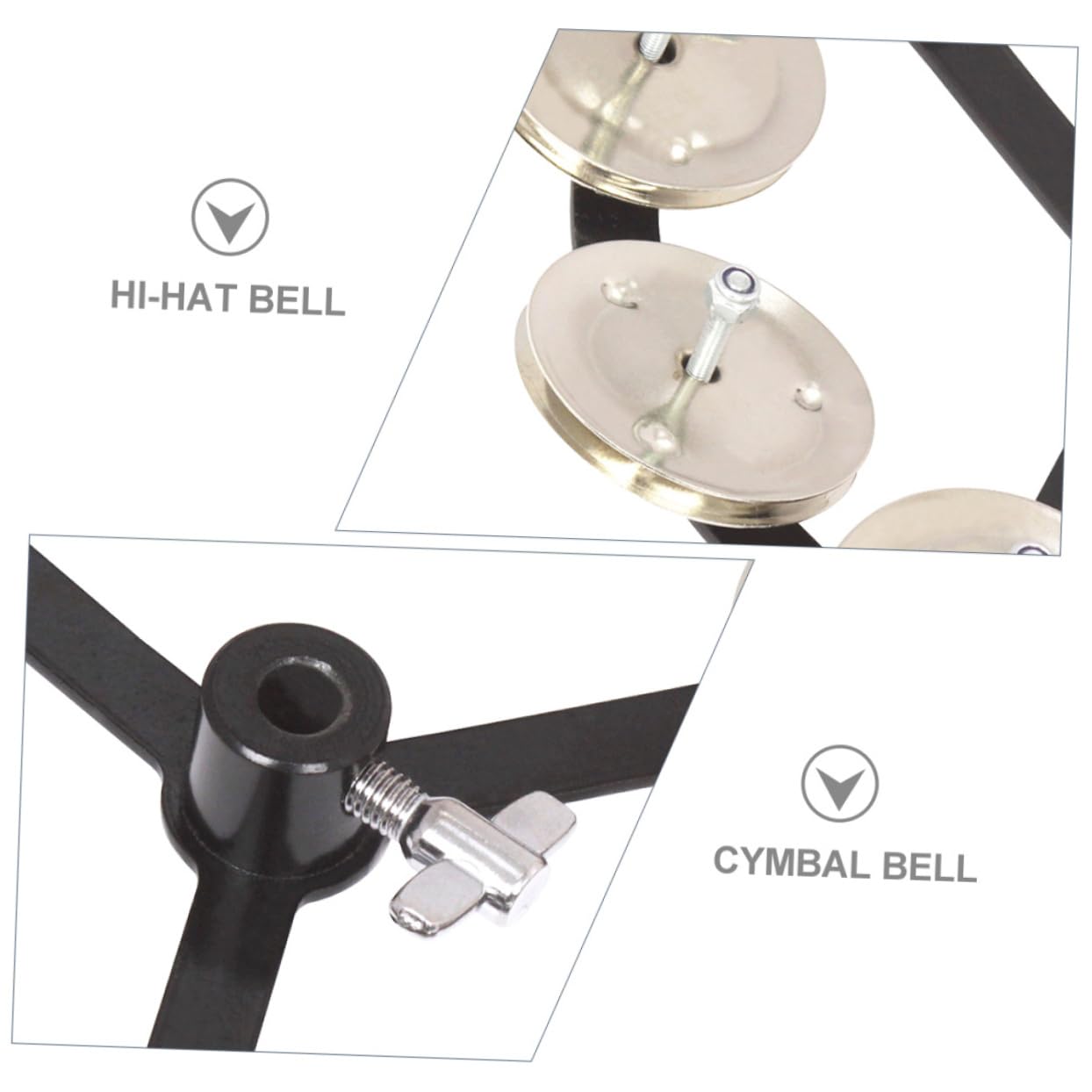 Vaguelly Cloche de Cymbale Fonction Pédale et Frappe en Cuivre Argenté, Accessoire de Percussion Portable pour Débutants et Professionnels