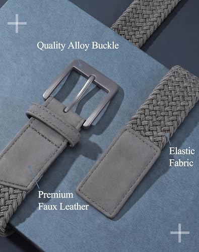 Image of SANSTHS Stretch Braided Golf Belt Breathable No Hole Elastic Woven Belt for Men Women, Ideal Belt for Golf Travel Daily Wear