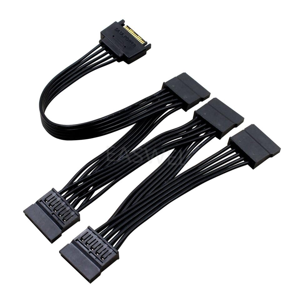 15pin SATA 1 Male To 5 Splitter Hard Drive HDD SSD Power Adapter Cable wire