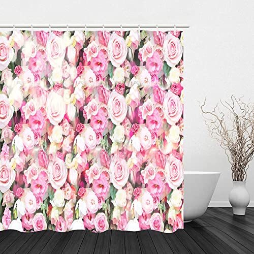 Polyester Duschvorhäng - Duschvorhänge - Schöne Rosen - Textil-Vorhang mit Antischimmel Effekt fürs Badezimmer, waschbar, wasserabweisend180x120cm Cover