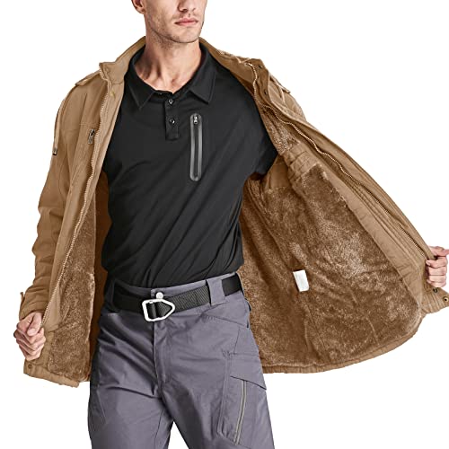 Image of CRYSULLY Men's Winter Casual Thicken Multi-Pocket Outwear Jacket Coat with Removable Hood 35 /33