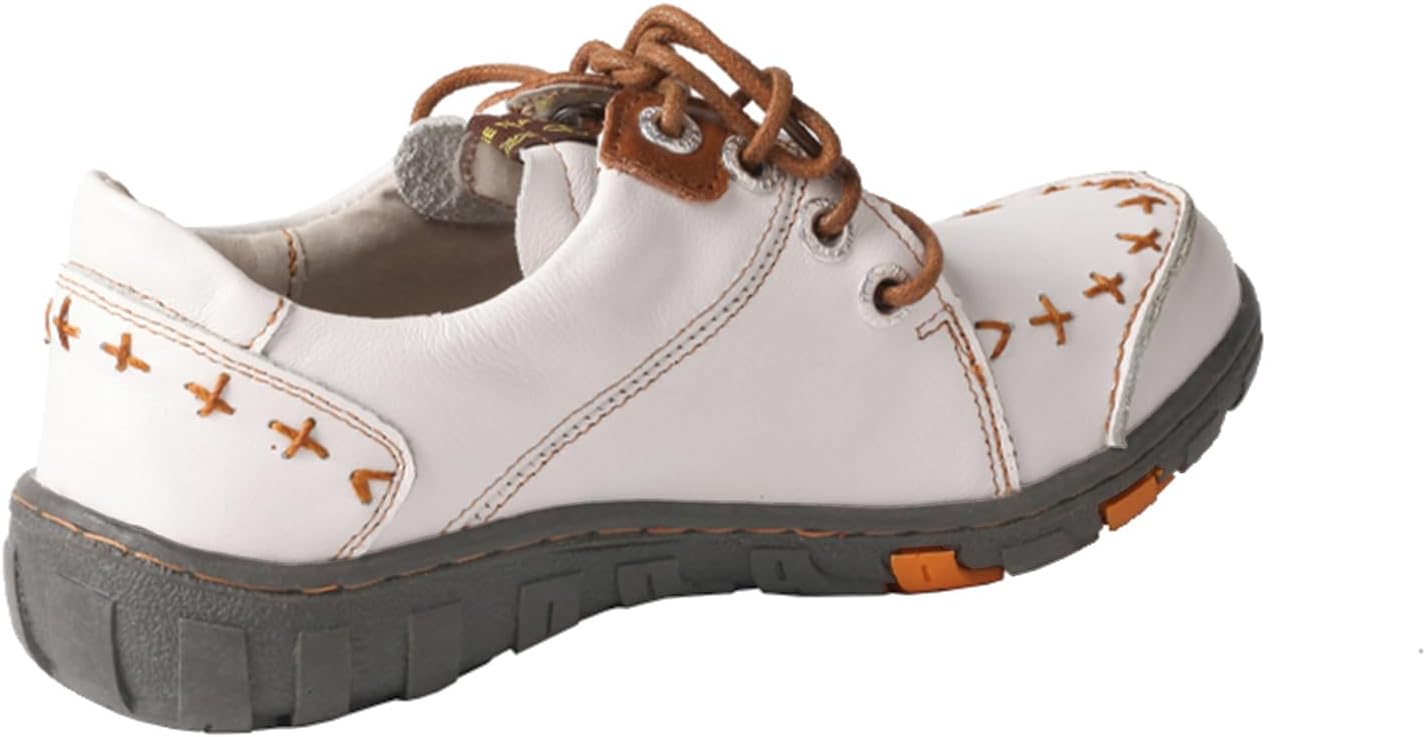 TMA EYES Women's Leather Non-Slip lace-up Leather Fashion Shoes Flats Comfortable with Hand-Stitched Design - Image 2