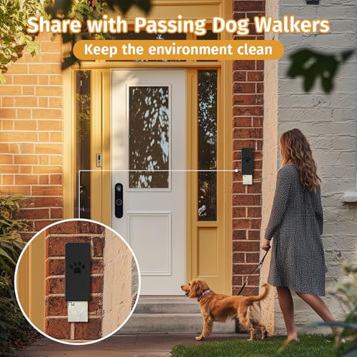 qeerable Dog Poop Bag Dispenser, Wall-Mounted Dog Bag dispenser Outdoor or Indoor for Doggy and Pets, Black Dog Poop Bag Holder for Yard and Park, Included 4 Rolls (60 Bags)
