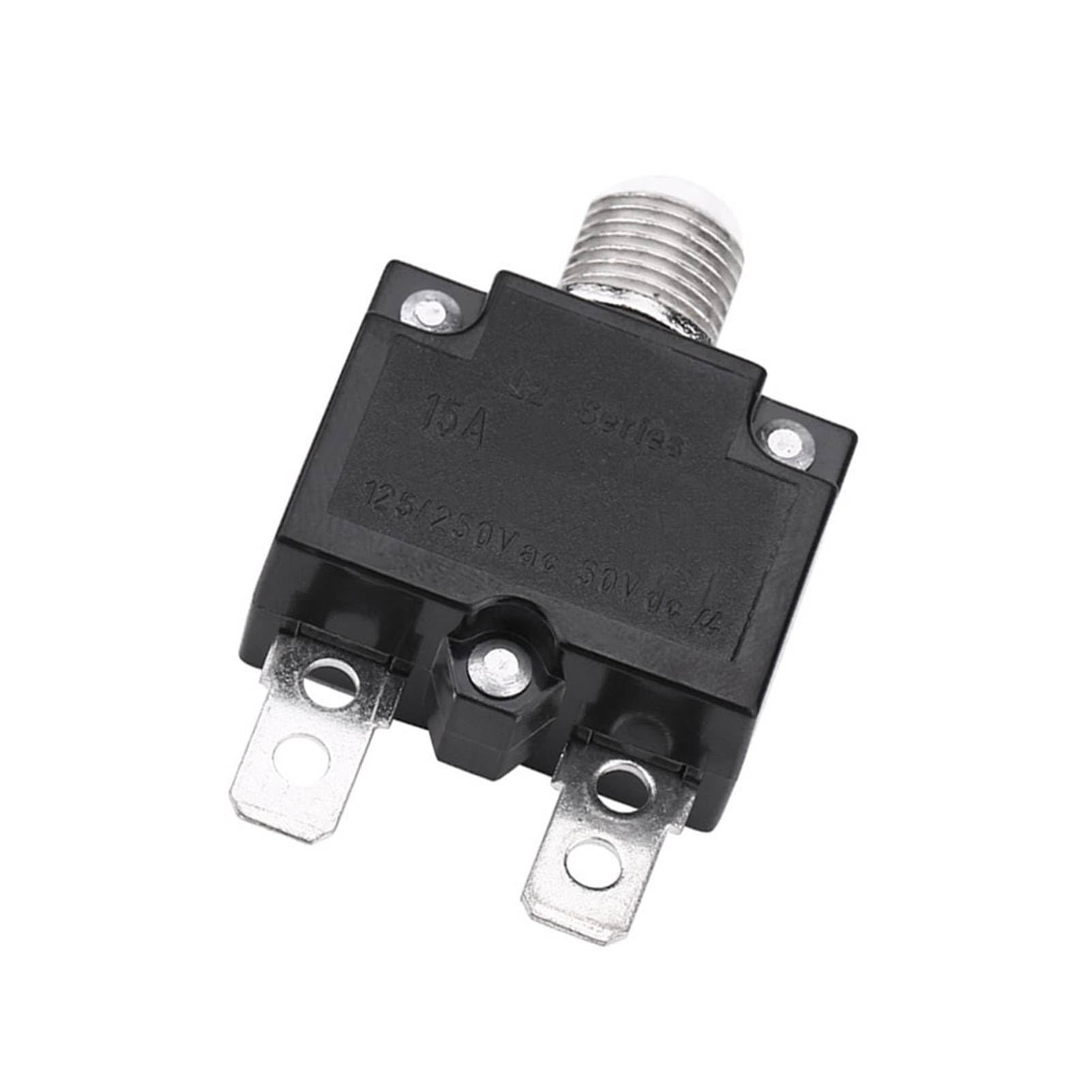 Thermal Reset Circuit Breaker Overload Protector for Generator, Durable Overcurrent Switch for Automotive, Compact Design for Industry, AC 125/250V (15A)