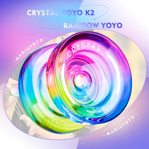 magicyoyo k2 responsive yoyo for kids 8-12 professional yo yo for beginners plastic dual function yo-yo with 12 yoyo strings yo-yos case bag  yoyos accessory kit blue pink yellow gradient