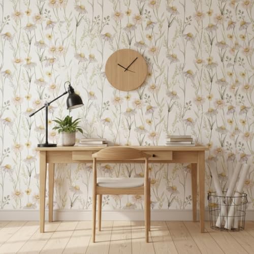 Image of Floral Wallpaper Peel and Stick - Flower Design Self Adhesive Wall Paper for Living Room, Bedroom, Kitchen, Removable Waterproof Wall Decor (MG17, 16X90 Inch)
