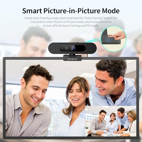 TOALLIN 4K Webcam for PC, Auto Tracking & Framing, 5X Zoom, Dual Mic - image 3