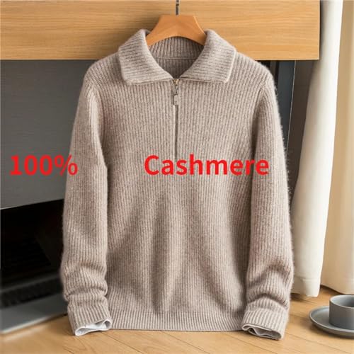 Pull 100% cachemire pour hommes de grande taille, tricot d'hiver chaud à fermeture éclair - 2