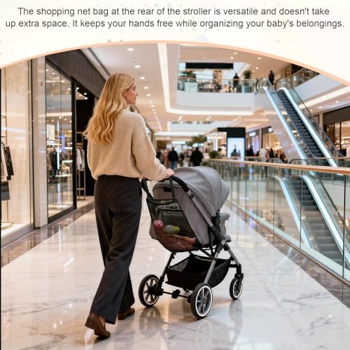 Einkaufstaschen, Universalnetz Einkaufsnetz Für Kinderwagen, Sportwagen Und Buggy, Netztasche Rückseite des Kinderwagens, Aufbewahrungstasche Passend für die meisten Griffe - Schwarz 1 Stück