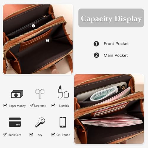 PORRASSO Elegant Wallet Crossbody Phone Bag Women's Shoulder Bag Clutch Purse Bag PU Wallet for Party Wedding Travelling Black4