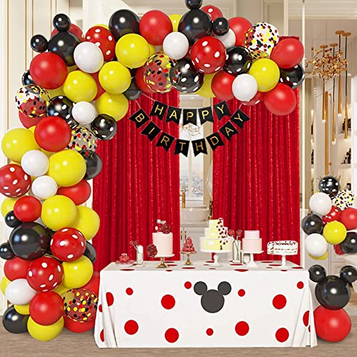 Image of Red Sequin Backdrop Curtains-2 Panels 4FTx8FT Red Backdrop for Valentines Day, Glitter Party Decorations Background Drapes for Wedding Birthday Anniversary Graduation Photo Booth Decor