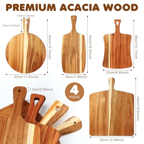 Set de 4 Tablas de Cortar de Madera de Acacia con Asa miniatura 2