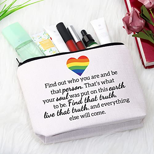 GJTIM Homosexual Gift Lesbian Gift LGBT Gift Gay Proud Rainbow Pride Gift Lesbian Couple Gift Lesbian Sister Makeup Bag (Find Out Who You Are Makeup)4