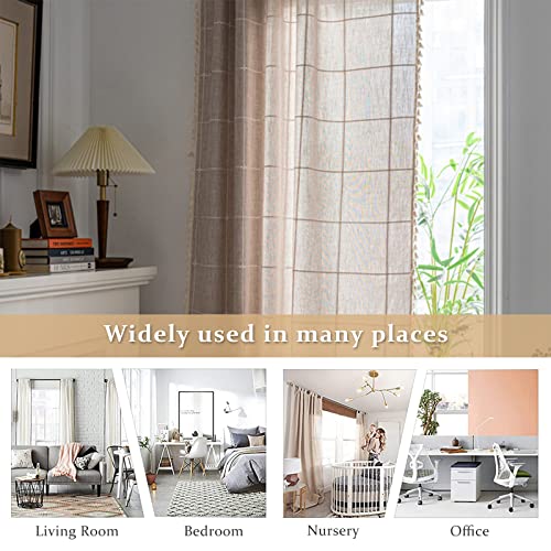 Colorbird Farmhouse Semi-Blackout Window Curtains 2 Panels Embroidery Lattice Cotton Linen Darkening Curtains With Tassel Rod Pocket Window Drapes For Dining Living Bedroom (52" W X 63" L, Linen) #TOP4