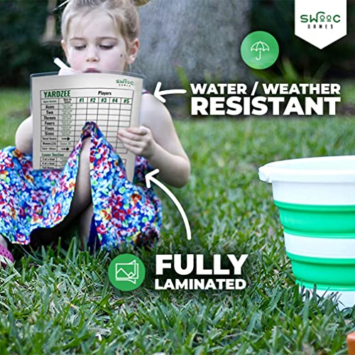 Swooc Games - 5 Big Dry Erase Yardzee & Farkle Score Cards With 5 Markers (11.5In X 8In) | Large Laminated Reusable Pads & Pens For Giant Dice Games | Jumbo Yardzee Score Card And Farkle Score Sheets #TOP5