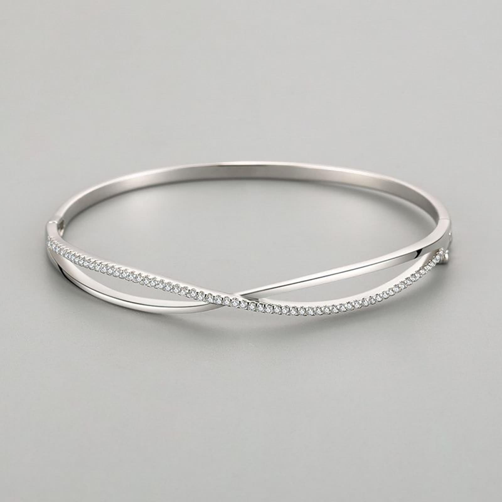 Pulseras de moda para mujer, pulseras de moda con cruz con moissanita, oro blanco, regalos de cumpleaños para mujer