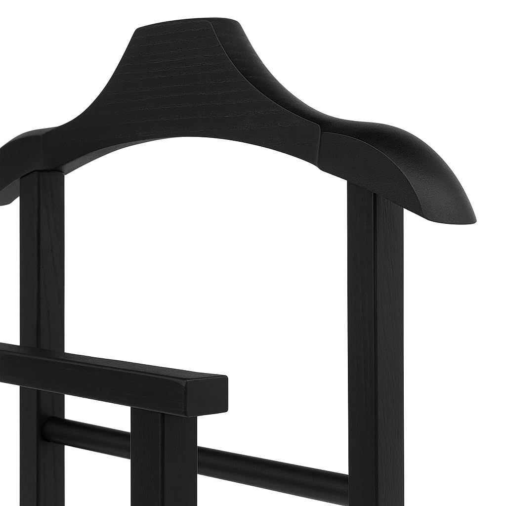 Compactor Hector RAN11619 - Galán de noche doble de madera con ruedas, 28,5 x 43 x 97 cm, fabricado en Italia, color negro