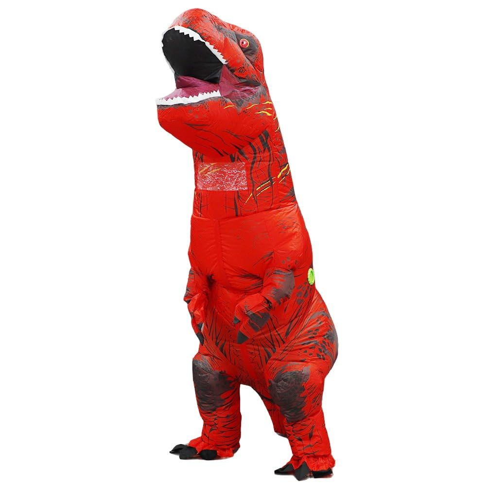 QNRMS Inflatable Dinosaur Costume Adult Fancy Dinosaur Suit Blow up Trex Full Body Dino Costume (Red) - Image 2