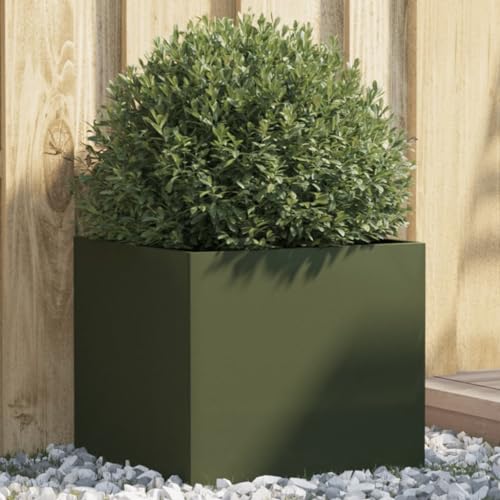 LAPOOH Jardinera de Acero Laminado en frío Verde Oliva 42x40x39 cm, Huerto Urbano Terraza, Jardineras Exterior, Jardineria Maceteros, Mesa De Cultivo, Huerto En Casa - 841553