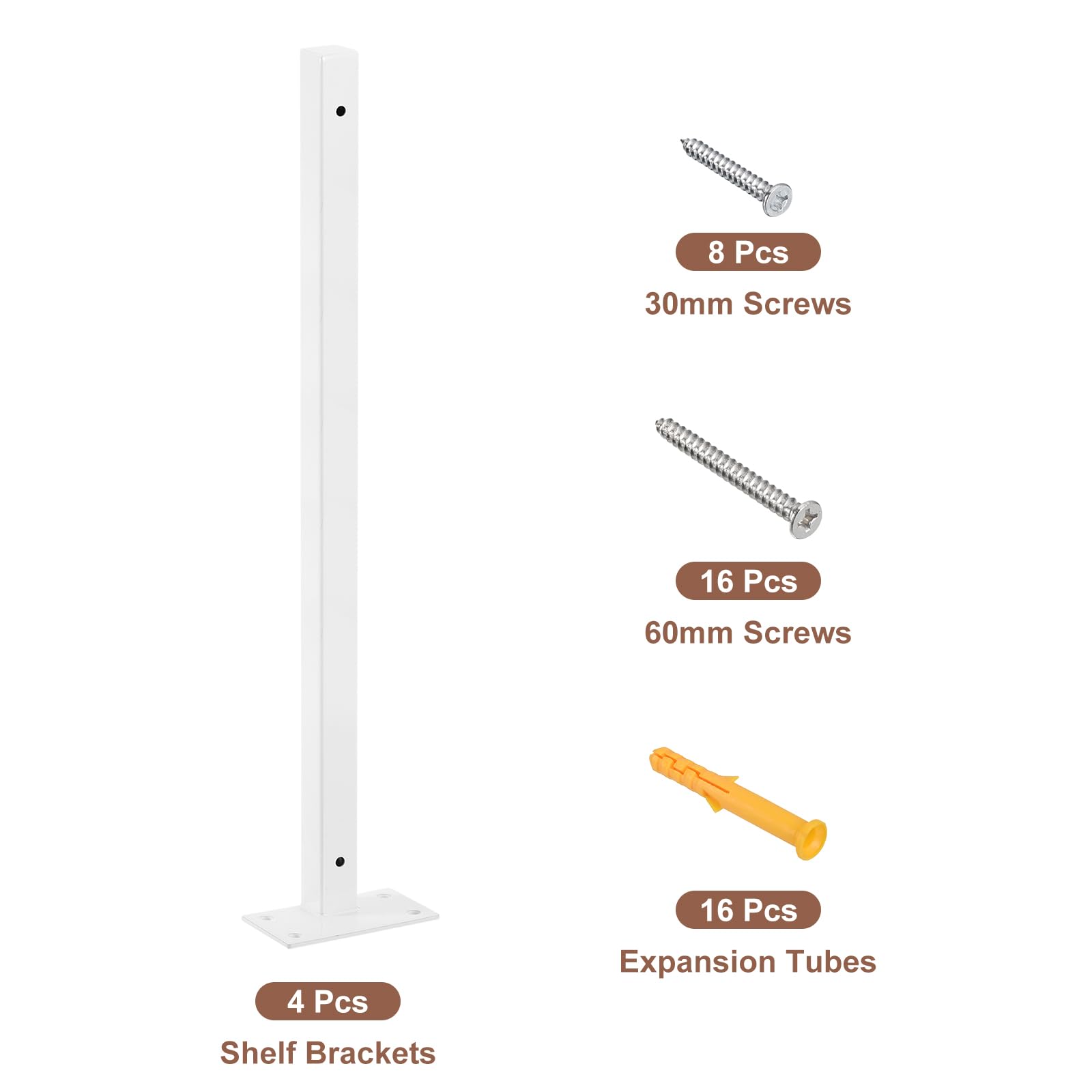 QUARKZMAN Flotantes Estante Soportes, 4uds 16"(400mm) Industriales Metálicos Soportes para Estantes Pared Montados Estante Soportes, Blanco