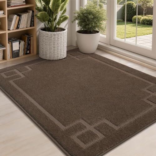 Image of BEQHAUSE Door Mat 32 inch x 48 inch, Non-Slip Door Mats Indoor Washable, Brown