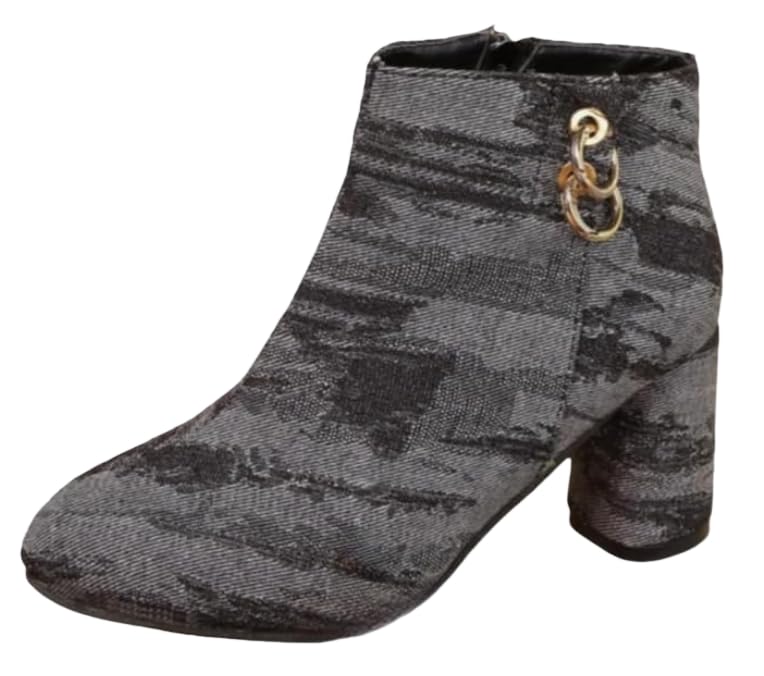 Woman Fashion Block Chunky Heel Ankle Booties Round Toe Side Zipper Dress Boots