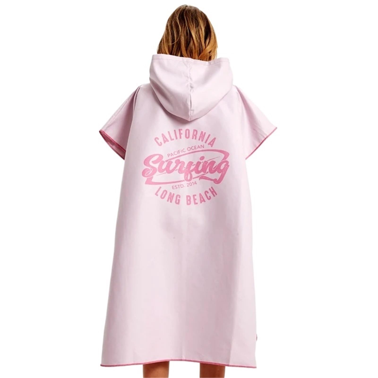 Poncho, Serviette de Plage, Combinaison Surf, Peignoir Bain avec Capuche, activités Nautiques, Adultes Hommes Femmes Peignoir de Plage(Pink)