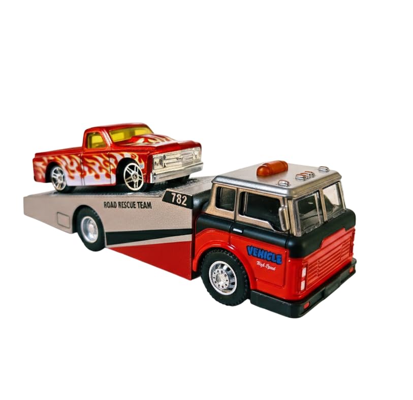 Image of Toy Transport Truck with Rescue Car for Toddlers | Friction Powered Car Carrier Truck Toy, Kids Vehicle Playset for Boys & Girls Ages 3+(Multicolor)