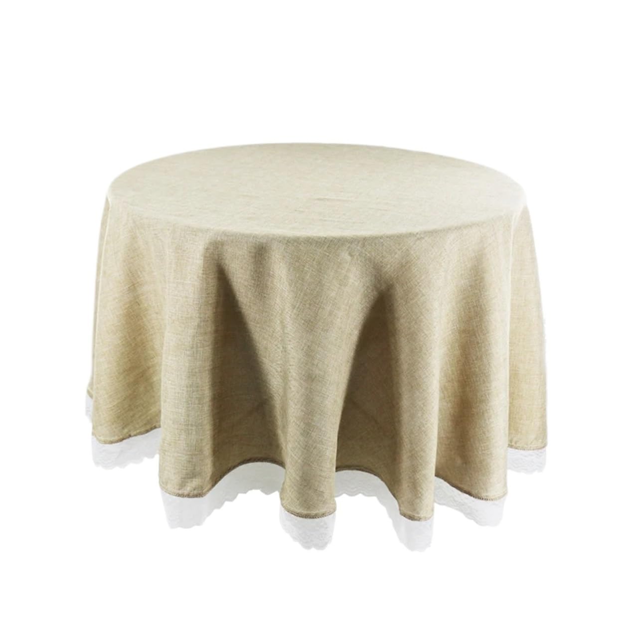 ZNTIHZ Table Cloth Round Lace Elegant Tablecloths Dining Cover Home Hotel Textile For Wedding Event Decor For Wedding Party Banquet(Khaki,90cm Diameter)