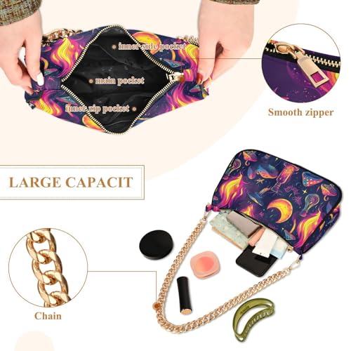 Magic Mushroom Shoulder Bag for Women, Handbag with Chain Strap, Soft Purse Tote Bag for Ladies4
