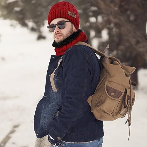 Image of Loritta Winter Hats for Men, 3 PCS Fleece Beanie Scarf Gloves Set