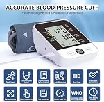 ARM-TYPE Electronic Blood Pressure Monitor Machine for Home Use, Automatic Digital BP cuff with Large LCD Display, 2x99 Memory, Adjustable Upper Arm Cuff 22-44cm (Black)