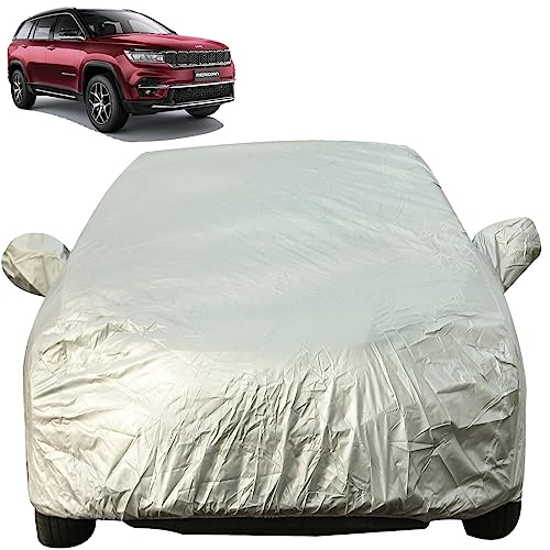 Image of Autofact Waterproof Premium Silver Matty Triple Stitched Car Body Cover with Mirror Pocket for Jeep Meridian